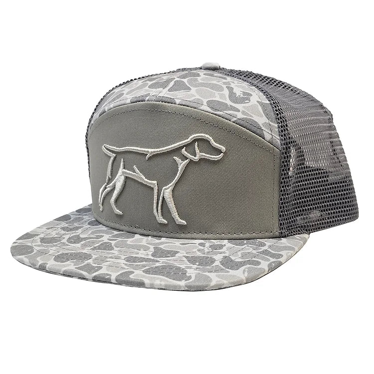 Grey Backwoods Camo 7 Panel 3D Puff