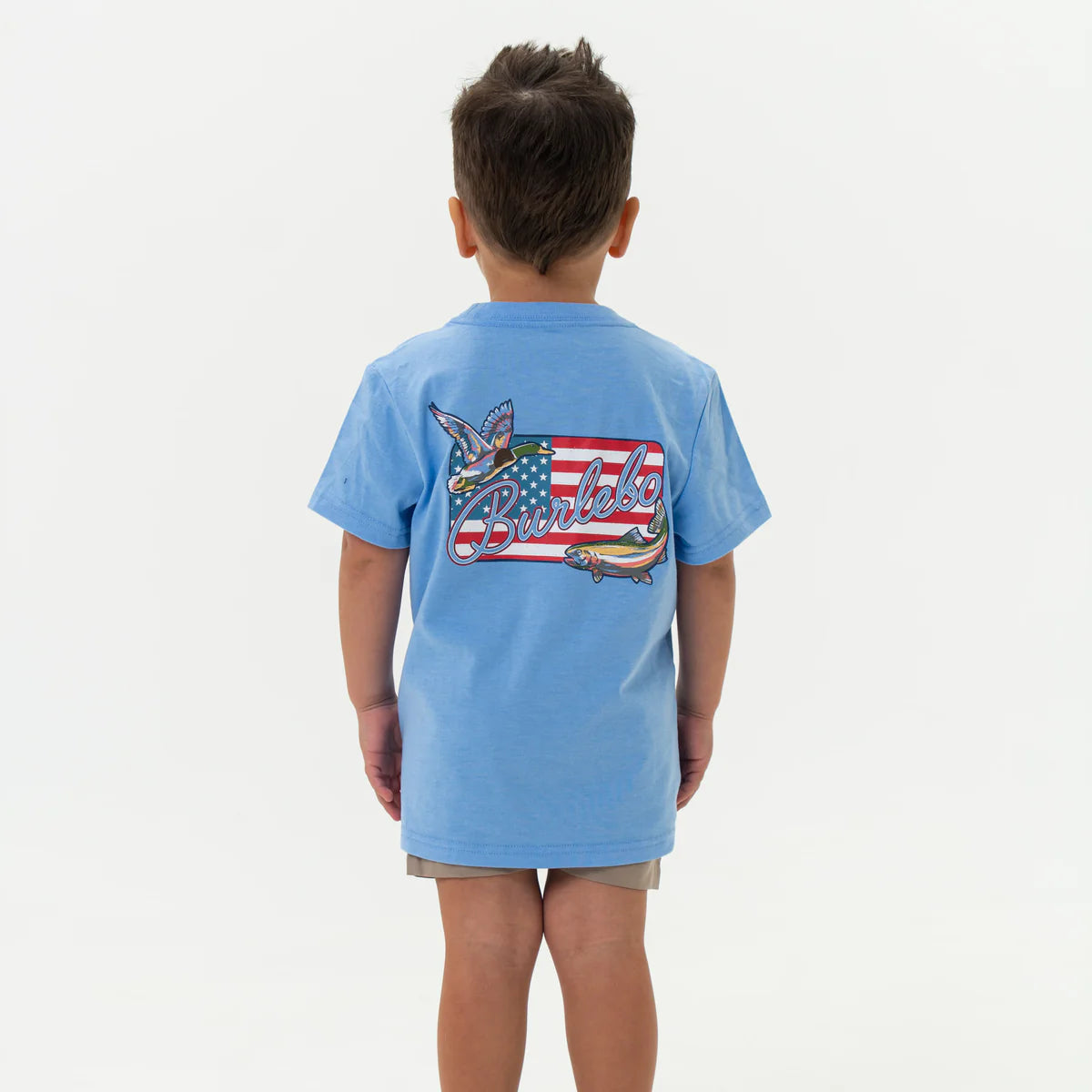 Youth Tee - BURLEBO Patch Flag - Heather Periwinkle Y-BPF-SS-PB