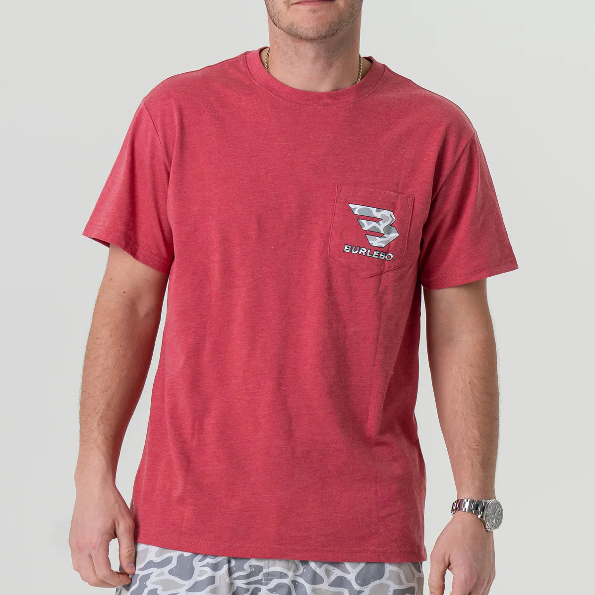 SS - Flying B White Camo Logo - Heather Crimson FBWC-SS-HC