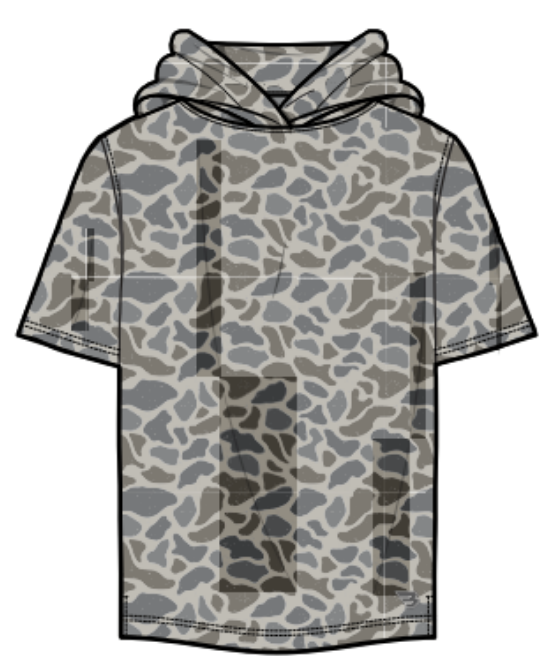 Y-SSPH-CDC YOUTH SHORT SLEEVE PERFORMANCE HOODIE - CLASSIC DEER CAMO
