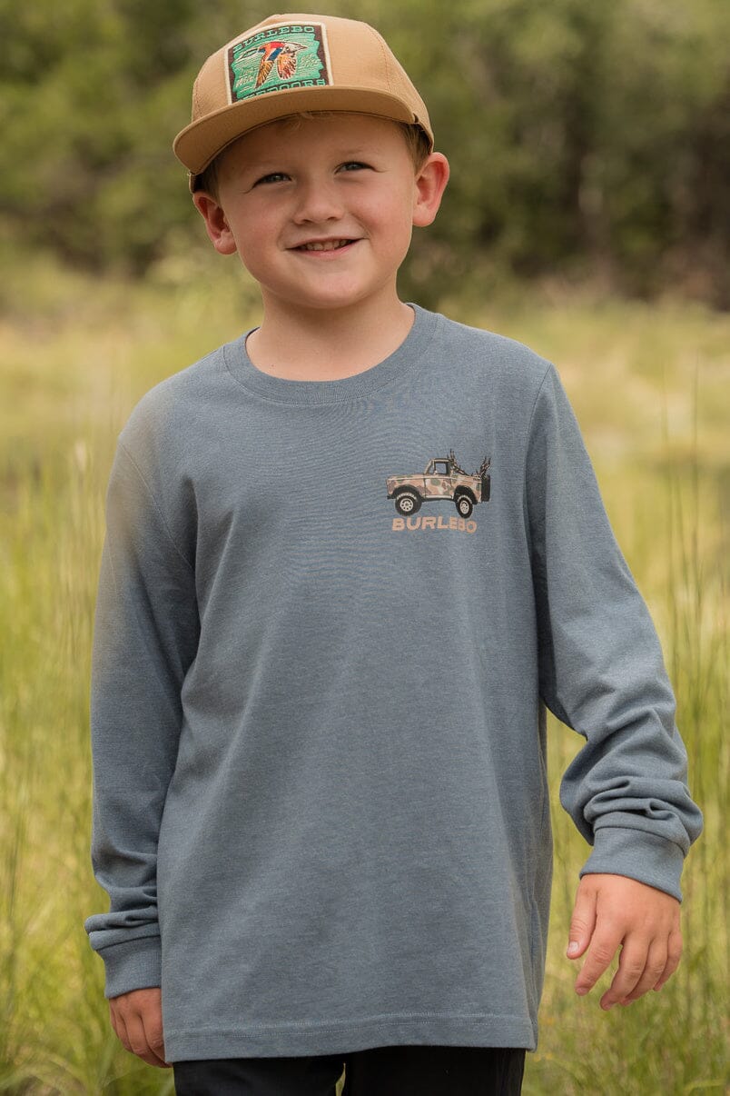 Youth Tee - Loaded Down Bronco - Heather Blue Jean - L/S Y-LDB-LSHBJ