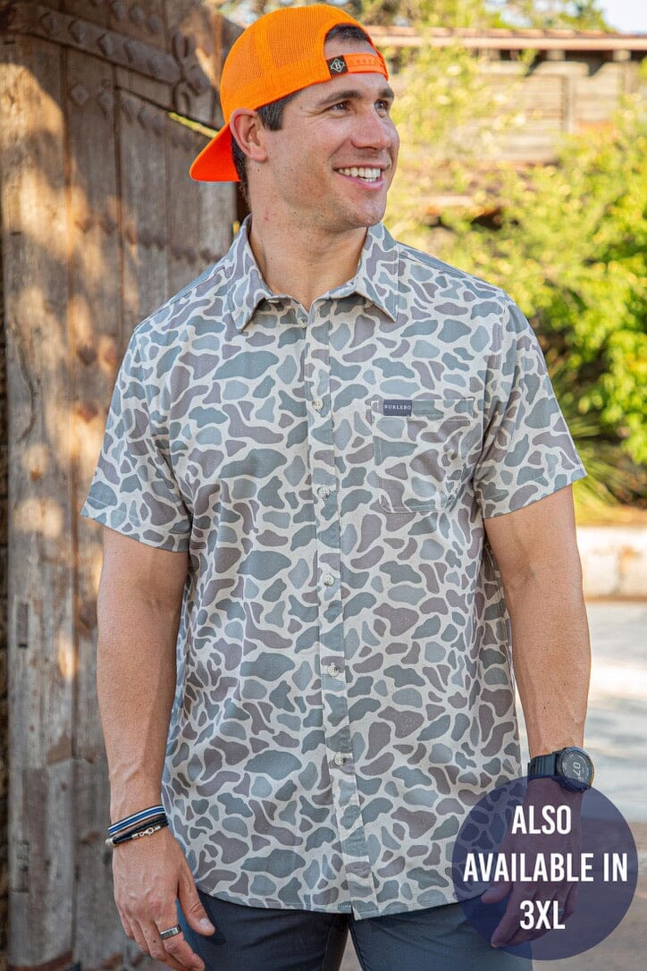 Burlebo Performance Button Up- Classic Deer Camo