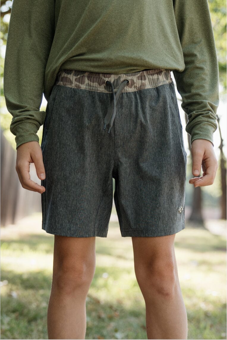 Youth Burlebo Athletic Short - Grizzly Grey - Deer Camo Liner Y AS GG