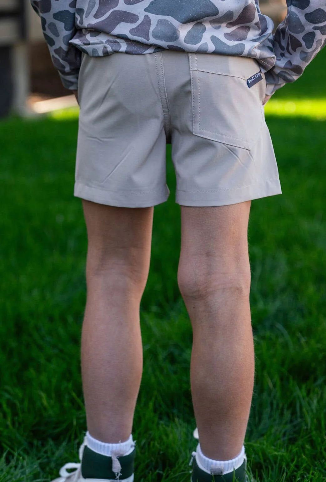 Burlebo Youth Everyday Short - Light Khaki - American Flag Pocket Y ES LK AF