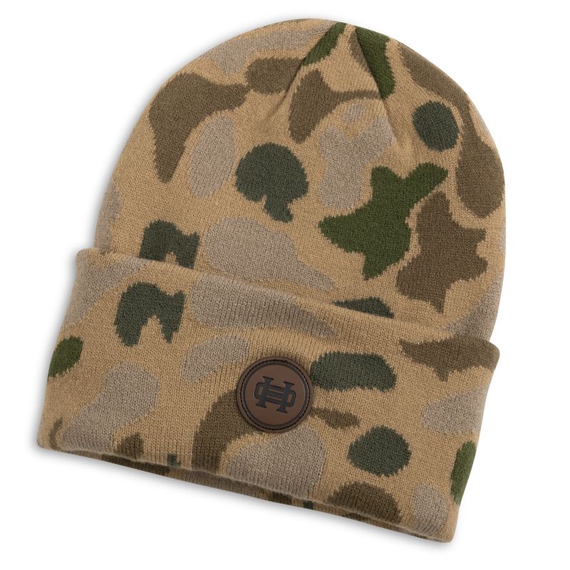 Leather Patch Beanie: Heybo Traditions Camo HEY7902