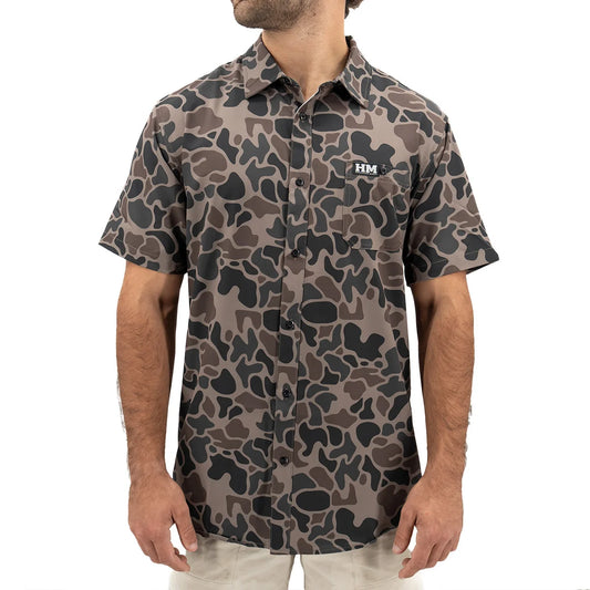 Hurricane Marsh Performance Button Up Short Sleeve - River Camo