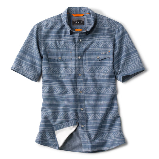 Men’s Tech Chambray Western Printed Short-Sleeved Shirt