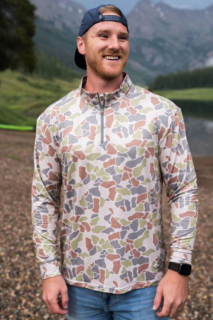 BURLEBO Performance Quarter Zip - Driftwood Camo