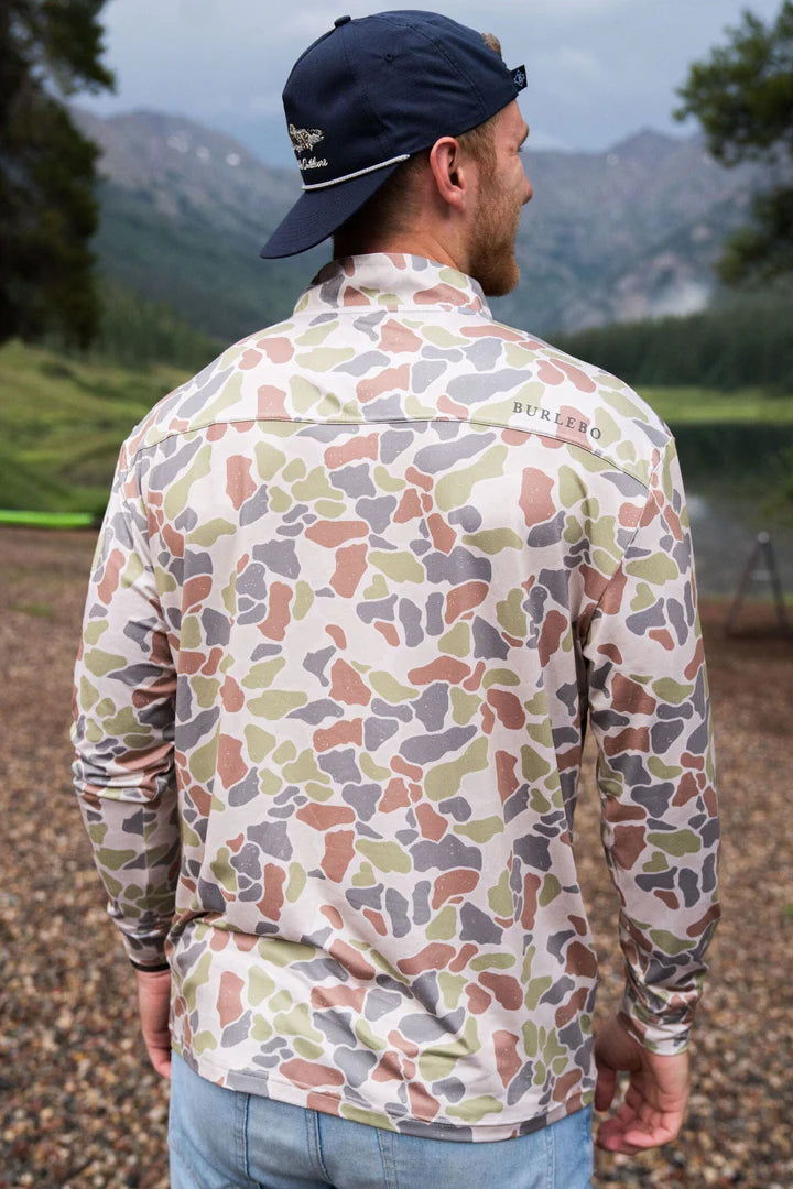 BURLEBO Performance Quarter Zip - Driftwood Camo