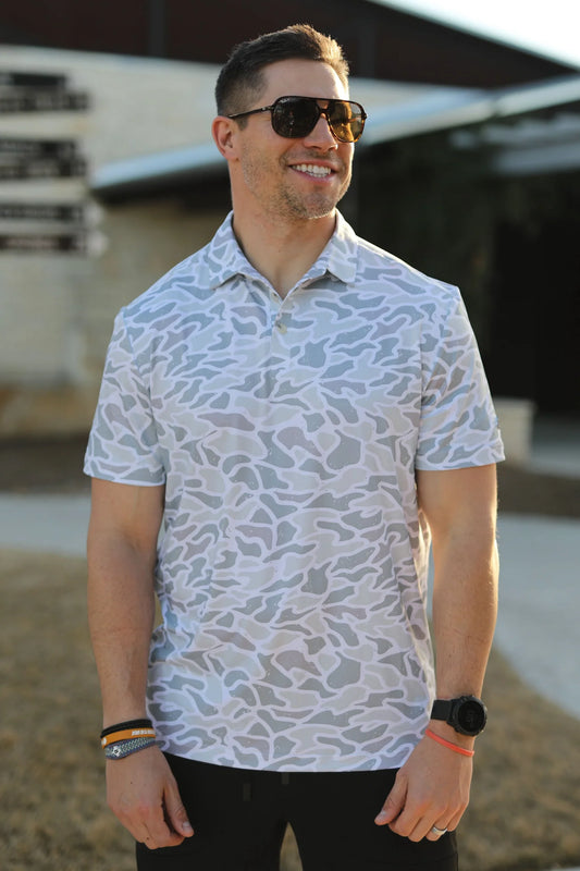 BURLEBO Performance Polo - White Camo