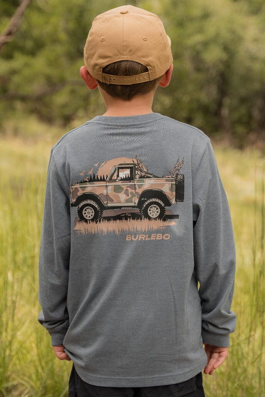 Youth Tee - Loaded Down Bronco - Heather Blue Jean - L/S