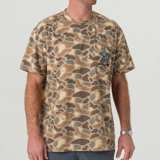 Short Sleeve Tee - Pintail Camo - Jumping Trout Pocket Tee SS-PKT-PTC 25