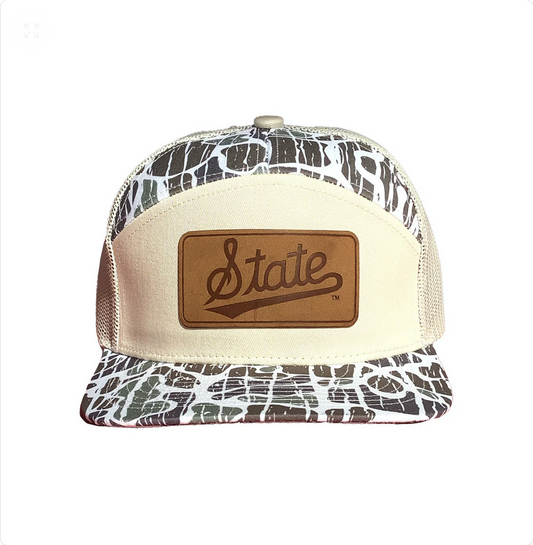 Msu Camo State Script Leather Patch 7P 009
