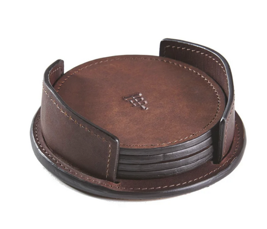 Coaster Set + Stand Tom Beckbe  Leather