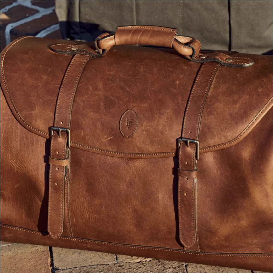 Leather Weekender Duffel Bag Tom Beckbe oak