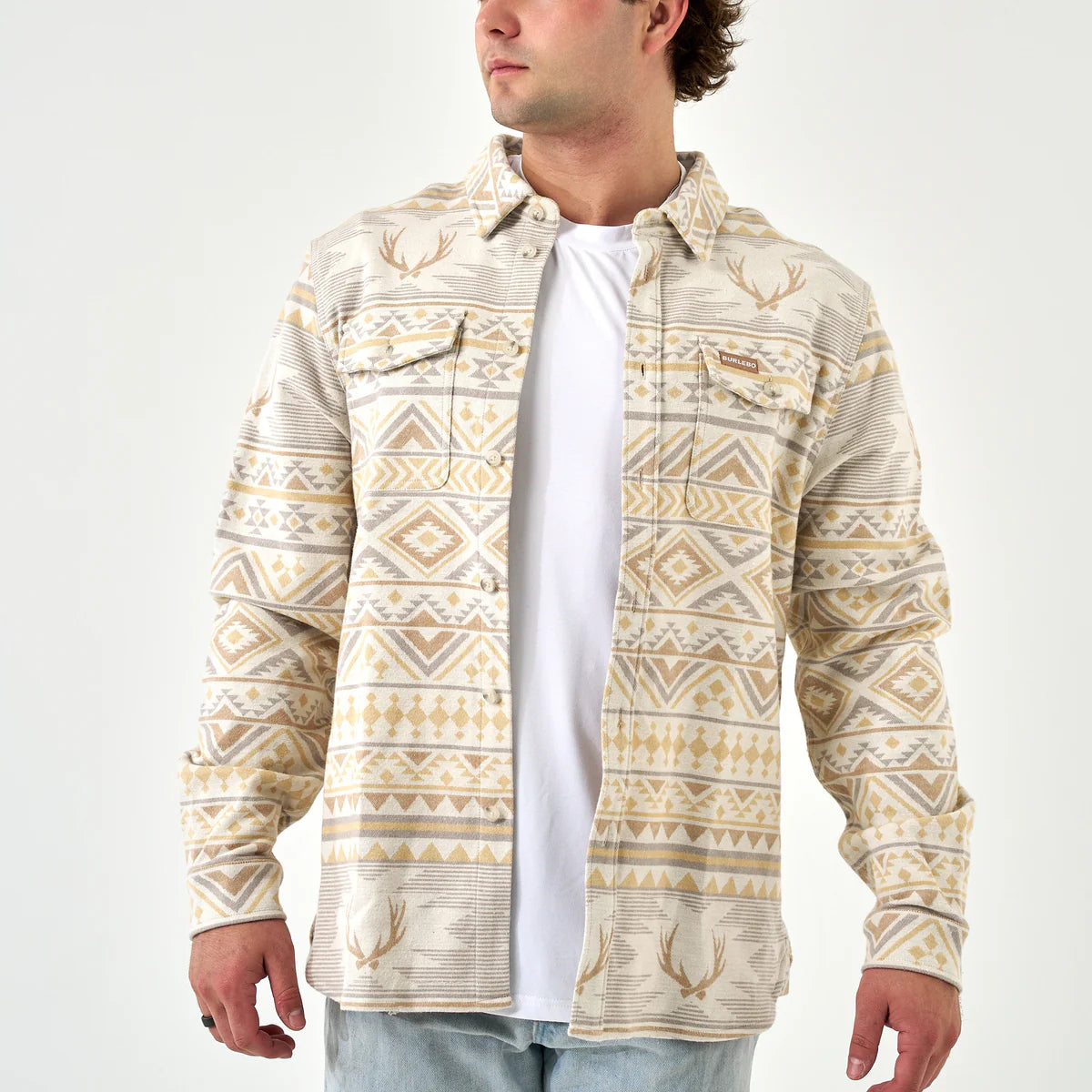 Vintage Heavyweight Flannel - Whitetail Aztec - Cream VHF-WTAZ-C