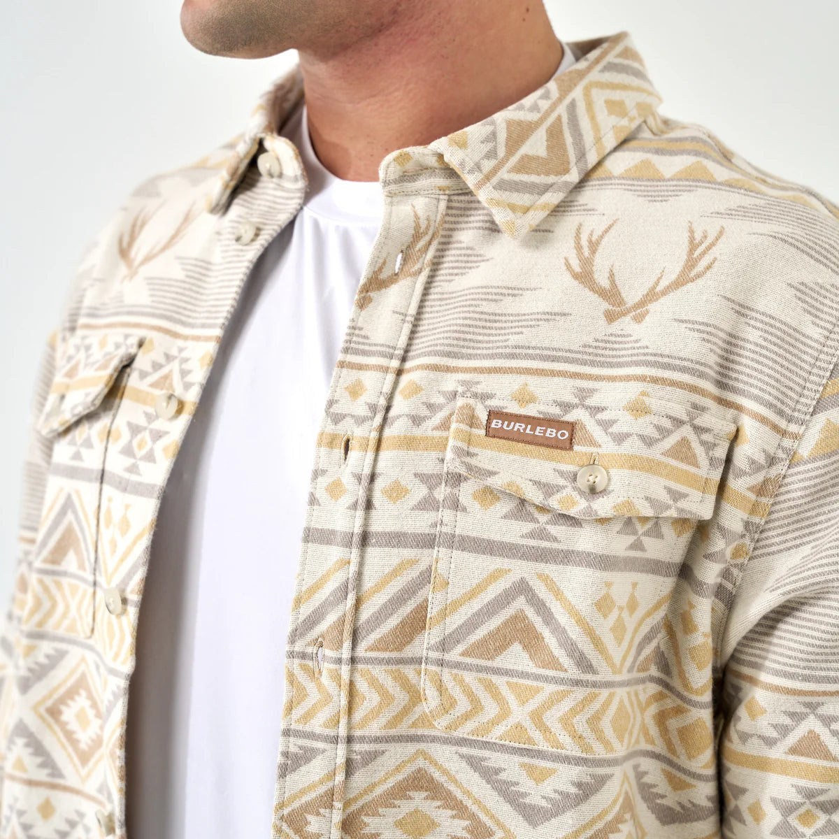 Vintage Heavyweight Flannel - Whitetail Aztec - Cream VHF-WTAZ-C