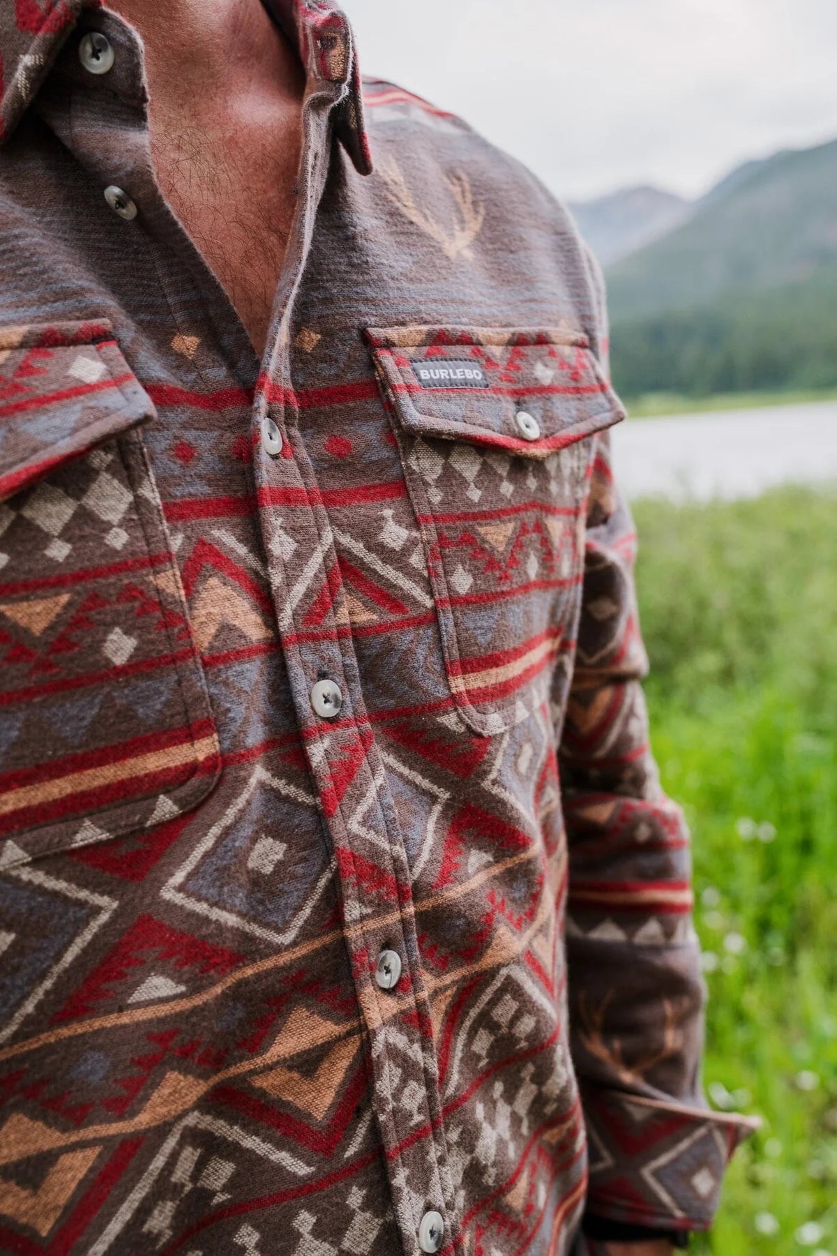 Whitetail Deer Aztec - Long Sleeve Twill