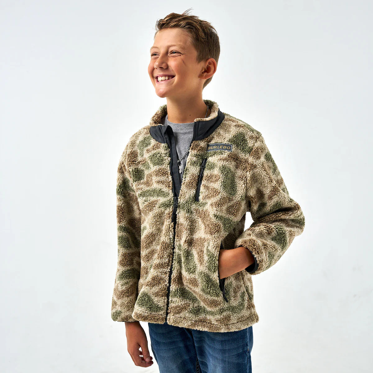 Youth Sherpa - Full Zip Jacket - Alpine Camo Y-APSFZ
