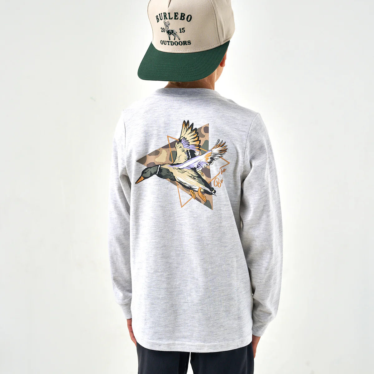 Youth Long Sleeve Tee - Pintail Triangle Duck - Ash Grey Y-LST-PTRI-AG