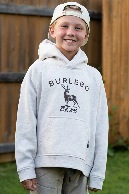 Youth Fleece Hoodie - Whitetail Deer - Heather Oatmeal