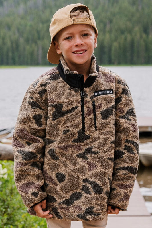 Youth Sherpa Jacket 1/4 Zip - Rocky Mountain Camo