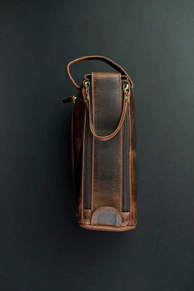 Leather Toiletry Bag Dark Walnut