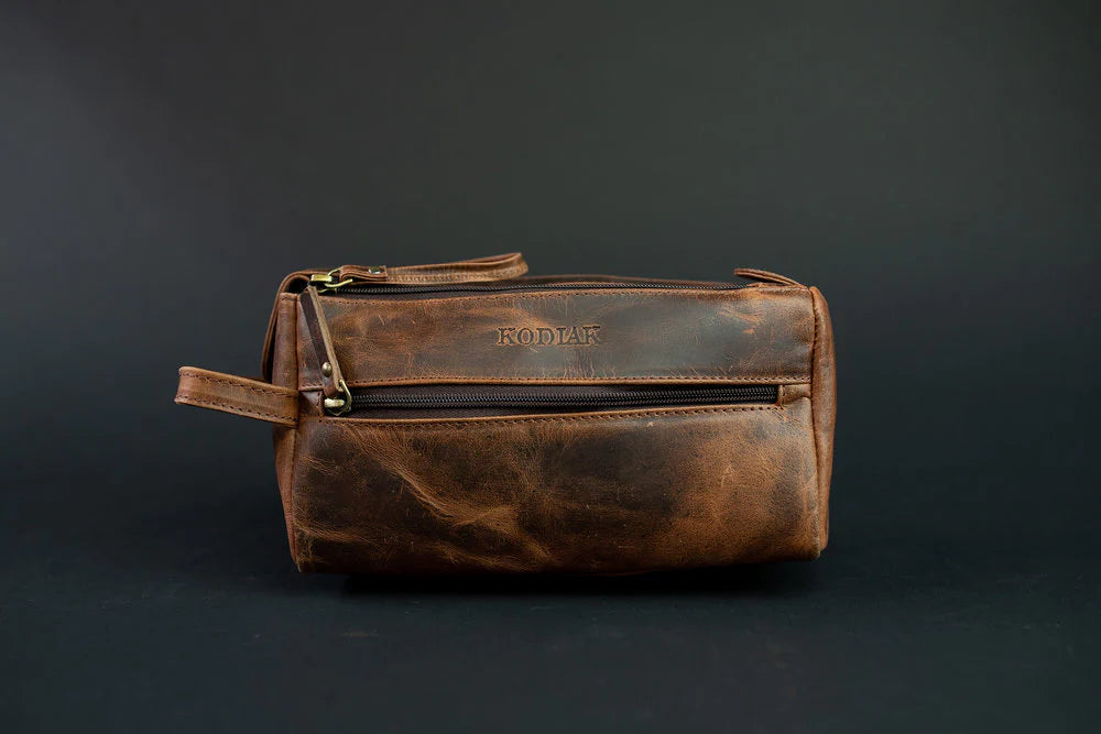 Leather Toiletry Bag Dark Walnut