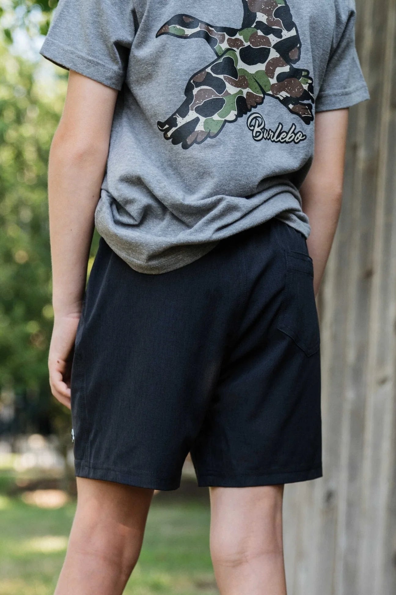 Youth Burlebo Athletic Shorts- Black Throwback Camo Liner