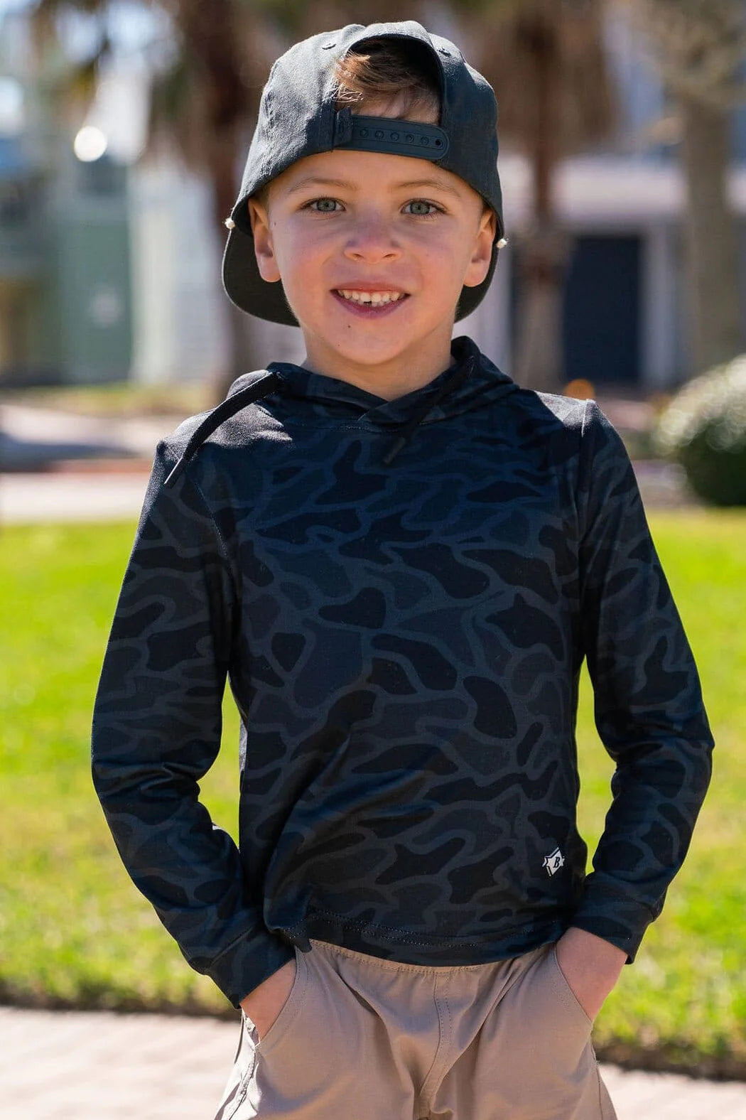 Youth Burlebo Performance Hoodie- Black Camo