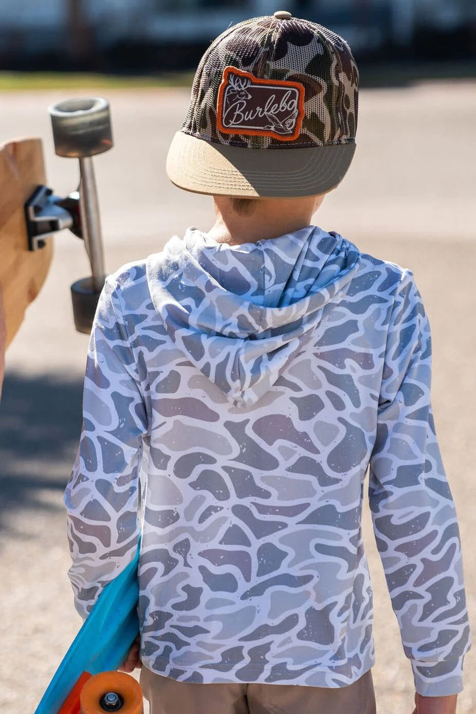 Youth Burlebo Performance Hoodie - White Camo