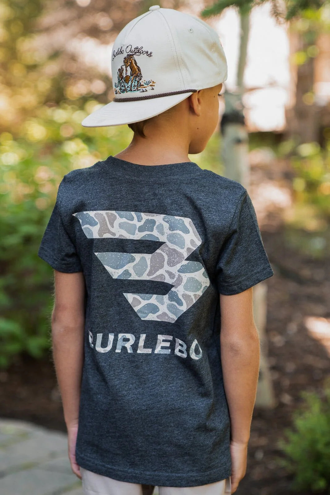 Youth Tee - Classic Deer Camo Signature Logo - SS - Heather Black