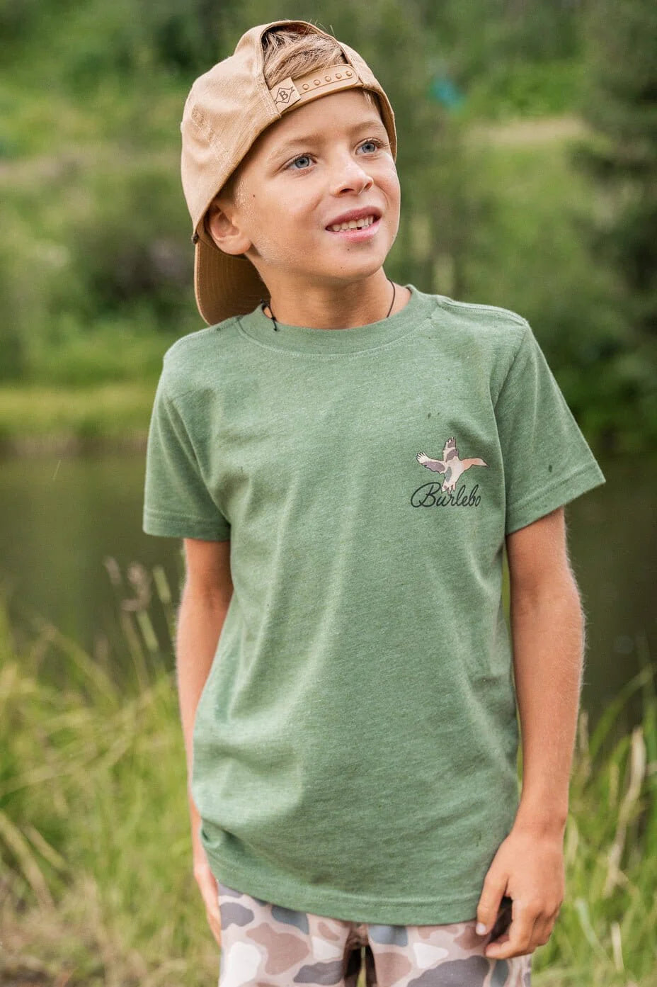 Youth Tee - Ducks Flying In - SS - Heather Olive