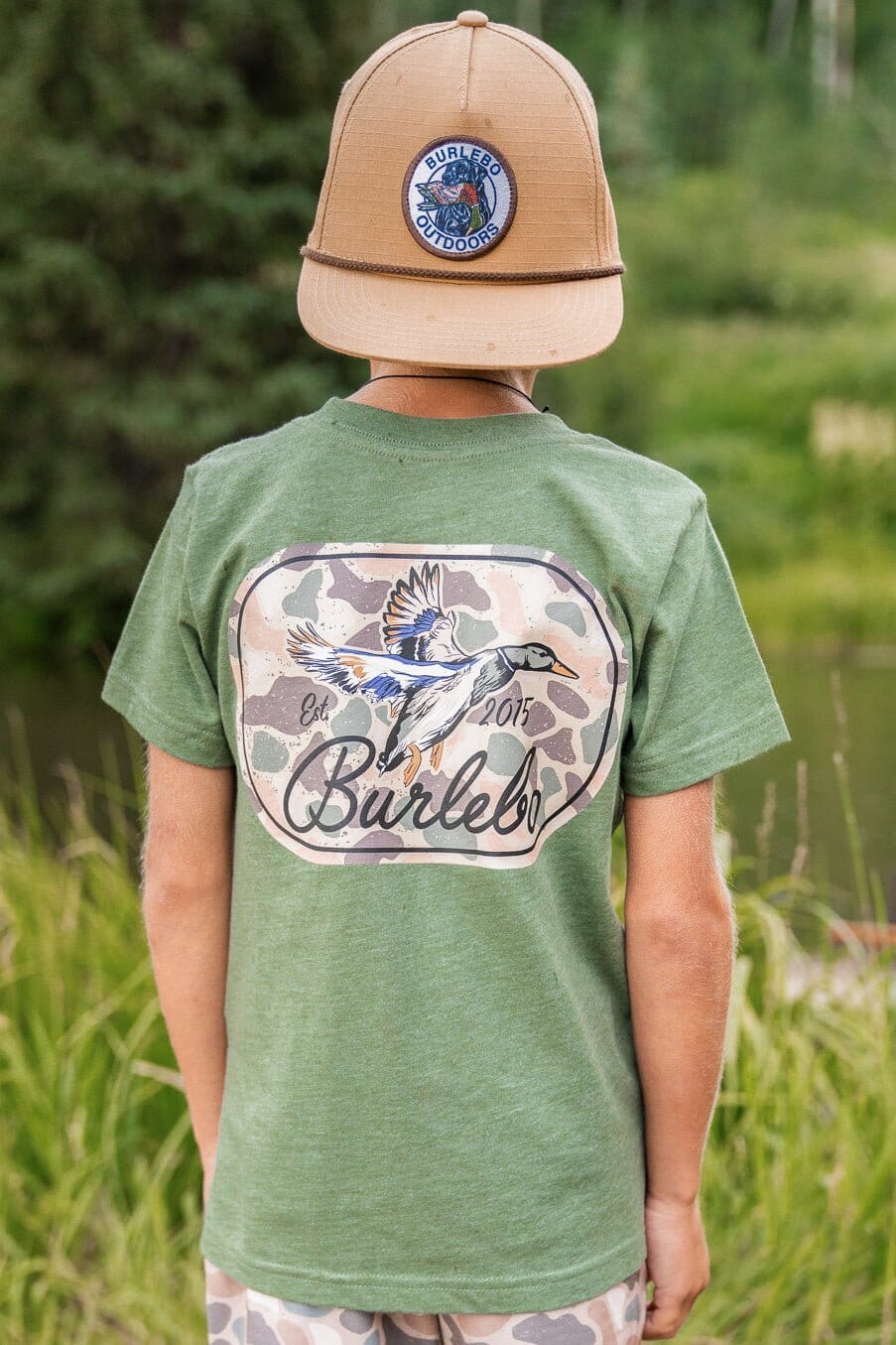 Youth Tee - Ducks Flying In - SS - Heather Olive