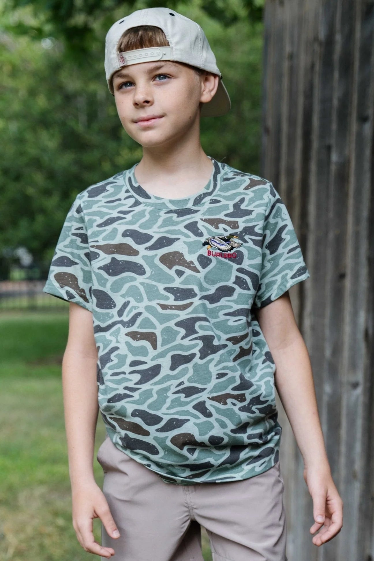 Youth Burlebo Tee- Original Mallard Camo Pocket