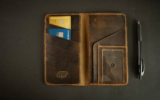 Leather Checkbook Wallet - Antique Brown