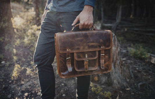 Buffalo Leather Briefcase - Antique Brown