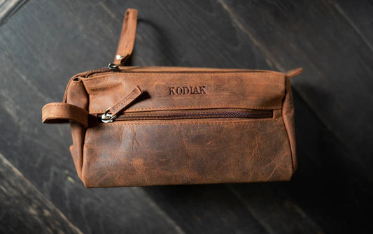 Leather Toiletry Bag - Mid Leather